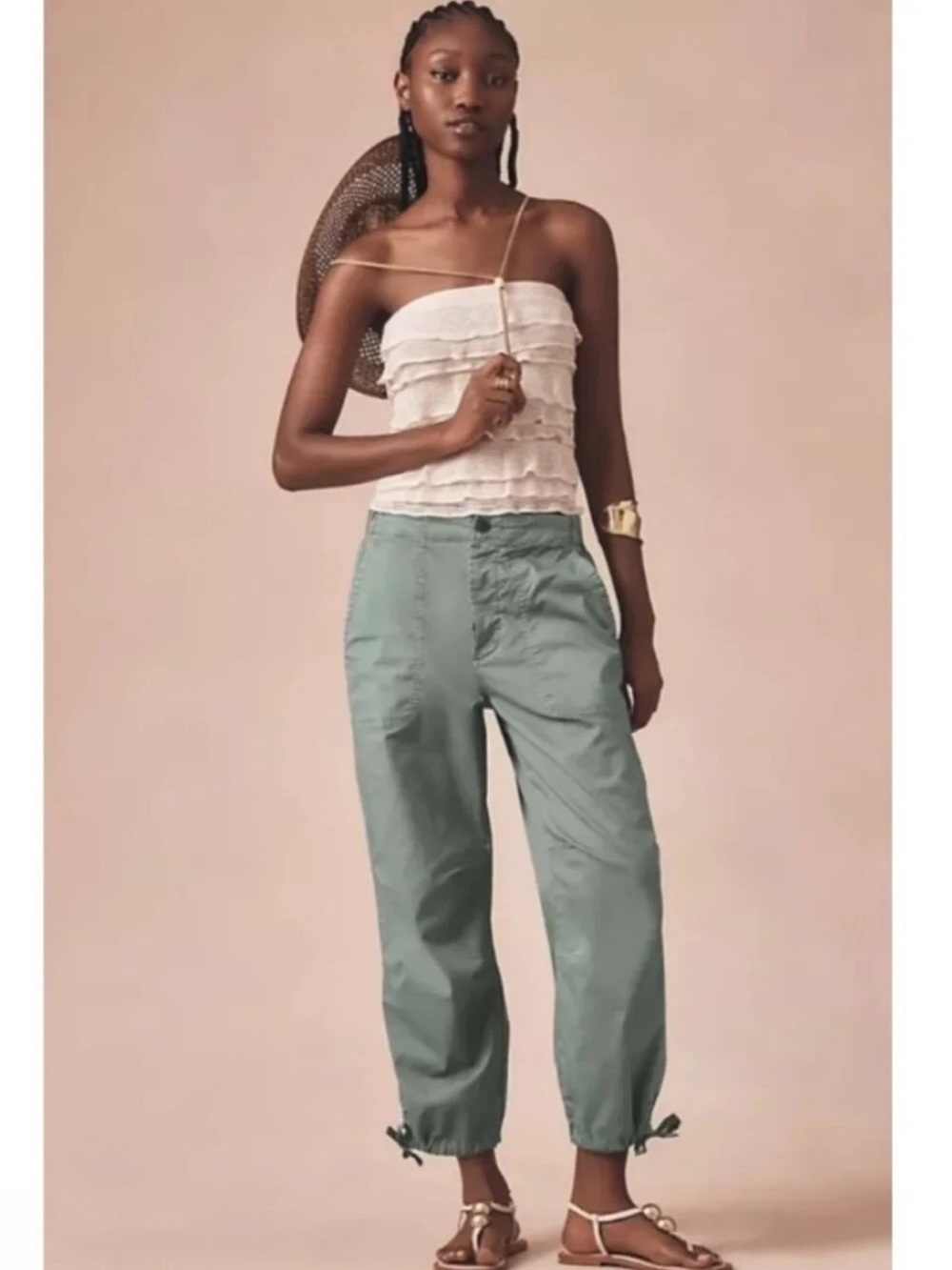 Pistola Berkley Lightweight Cropped Pants Olivine Green size 24